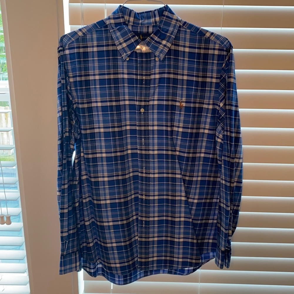 Like-new L Polo striped button up